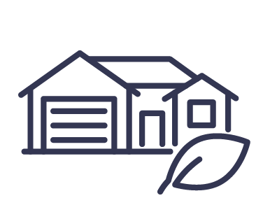 Graphic of a housw with a leaf (showing that it is an efficient home)